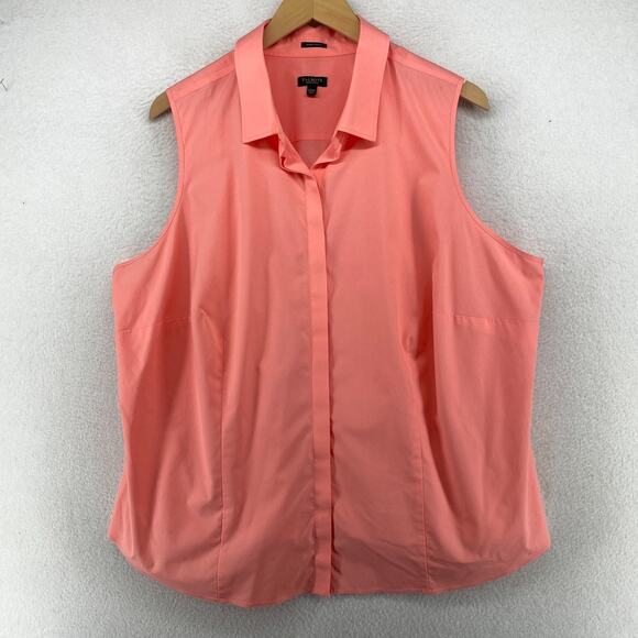 TALBOTS Shirt 22WP Wrinkle Resistant Sleeveless Button Up Stretch Cotton Orange - Picture 1 of 10